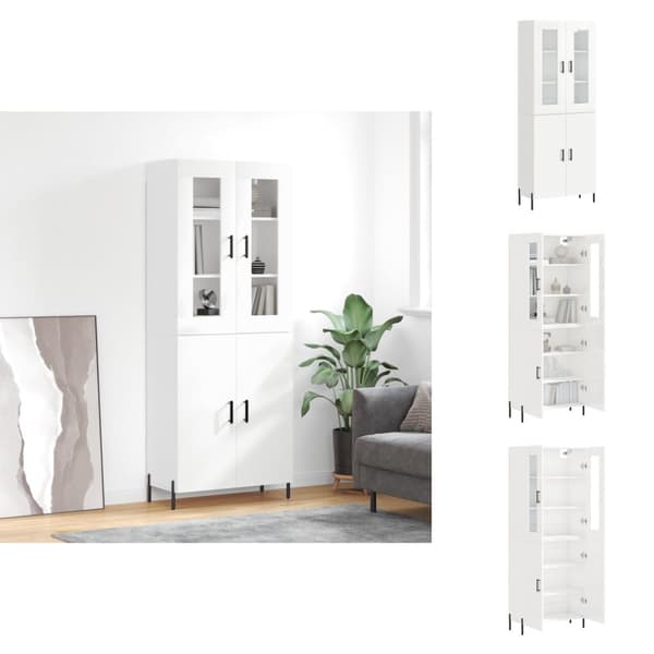 Skänkar & serveringsbord - Living Högskåp högglans vit 69,5x34x180 cm konstruerat trä
