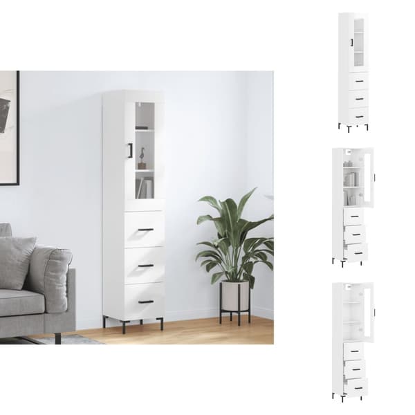 Skänkar & serveringsbord - Living Högskåp vit högglans 34,5x34x180 cm konstruerat trä