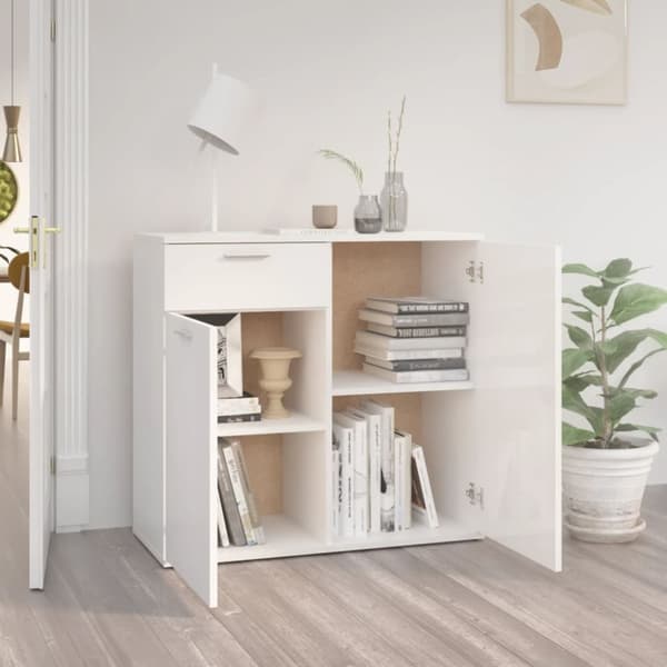 Skänkar & serveringsbord - Living Skänk vit högglans 80x36x75 cm konstruerat trä