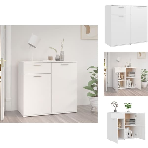 Skänkar & serveringsbord - Living Skänk vit högglans 80x36x75 cm konstruerat trä