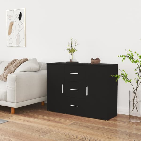 Skænke - Living skænk 91x29,5x65 cm konstrueret træ sort