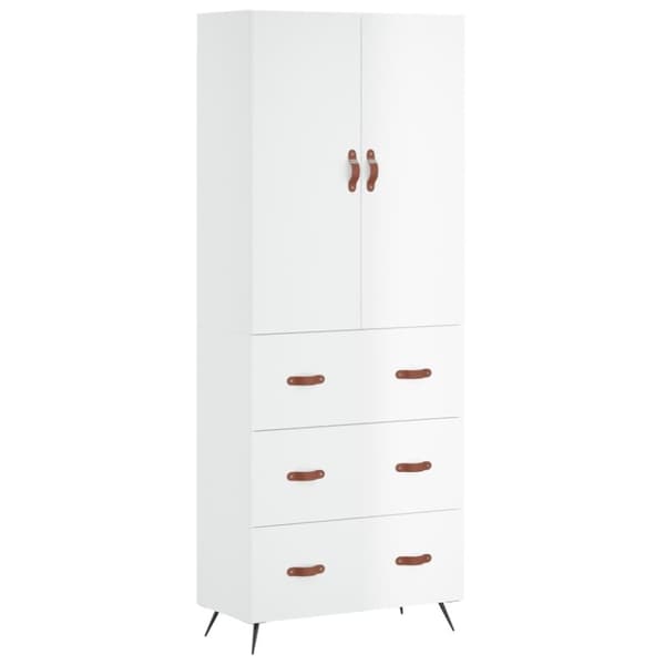 Skänkar & serveringsbord - Living Högskåp högglans vit 69,5x34x180 cm konstruerat trä