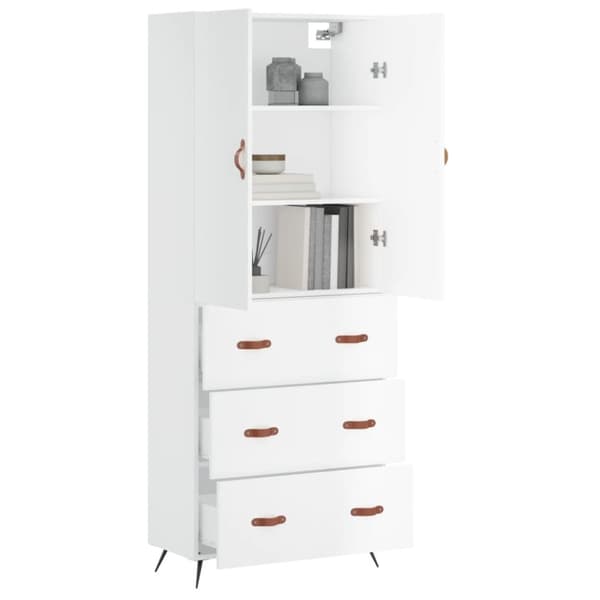 Skänkar & serveringsbord - Living Högskåp högglans vit 69,5x34x180 cm konstruerat trä