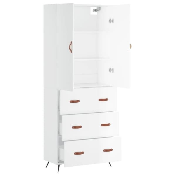 Skänkar & serveringsbord - Living Högskåp högglans vit 69,5x34x180 cm konstruerat trä
