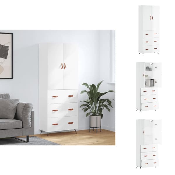 Skänkar & serveringsbord - Living Högskåp högglans vit 69,5x34x180 cm konstruerat trä