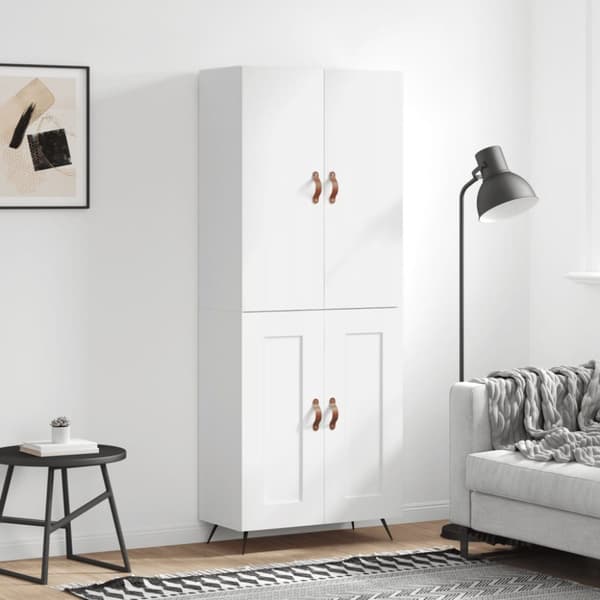 Skænke - Living højskab 69,5x34x180 cm konstrueret træ hvid højglans