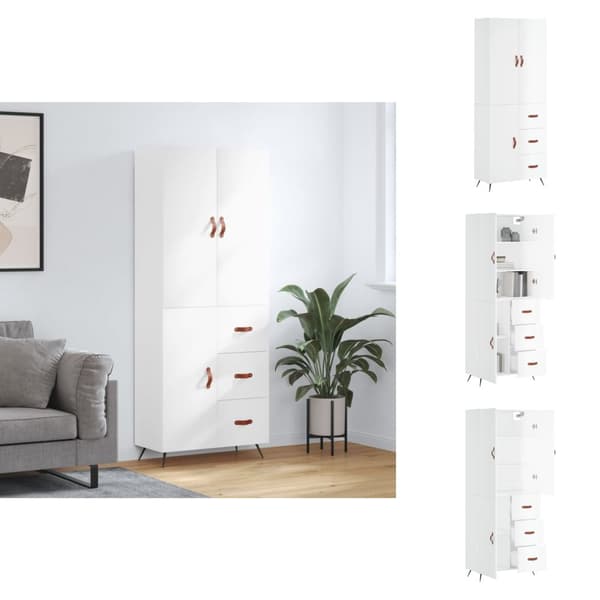 Skänkar & serveringsbord - Living Högskåp högglans vit 69,5x34x180 cm konstruerat trä