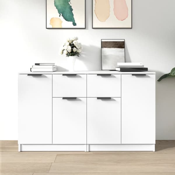 Skænke - Living skænke 2 stk. 60x30x70 cm konstrueret træ hvid