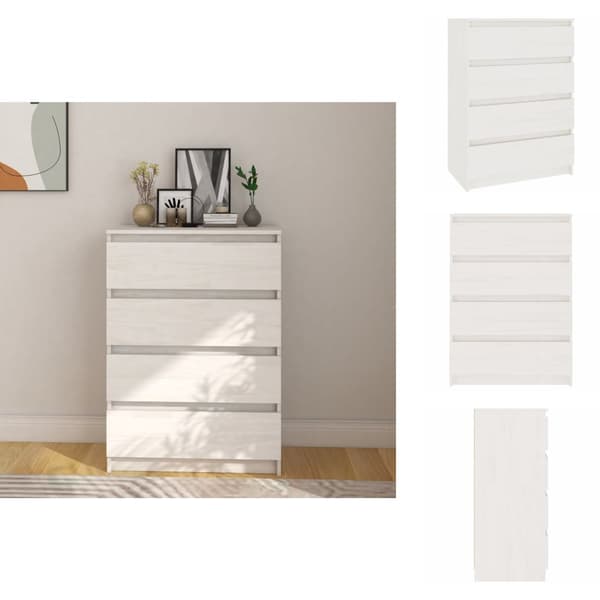 Skænke - Living kommode 60x36x84 cm massivt fyrretræ hvid