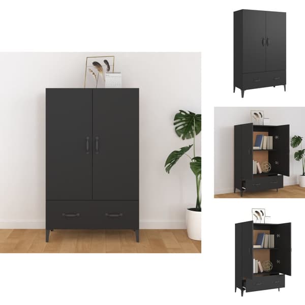 Skænke - Living skab 70x31x115 cm konstrueret træ sort