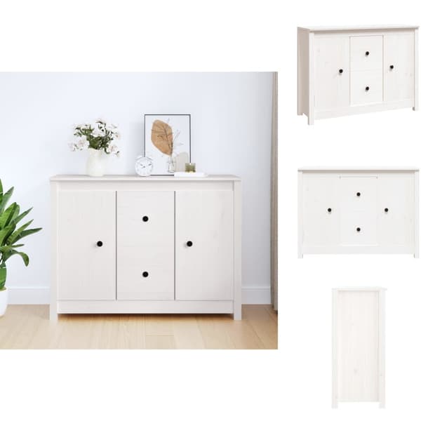 Skænke - Living skænk 100x35x74 cm massivt fyrretræ hvid