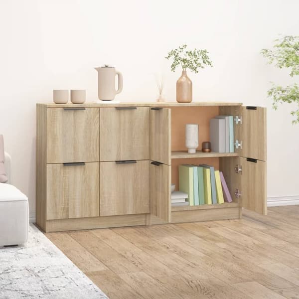 Skænke - Living skænke 2 stk. 60x30x70 cm konstrueret træ sonoma-eg
