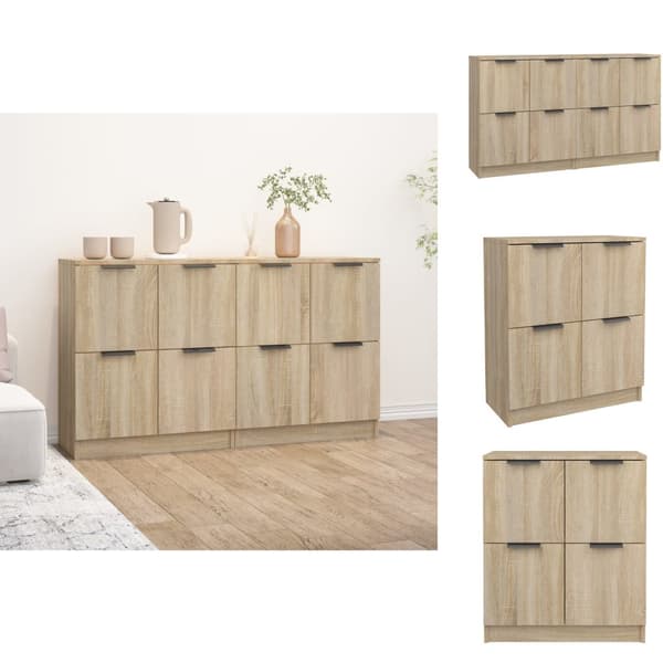 Skænke - Living skænke 2 stk. 60x30x70 cm konstrueret træ sonoma-eg
