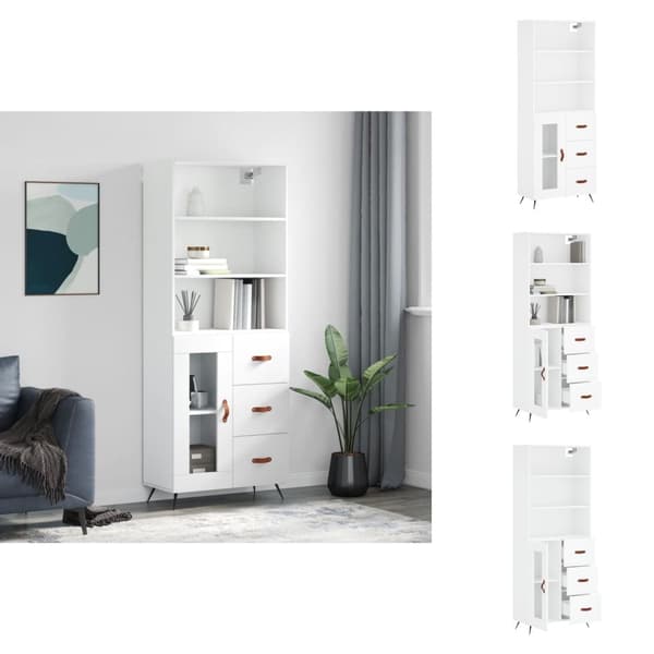 Skänkar & serveringsbord - Living Högskåp vit 69,5x34x180 cm konstruerat trä