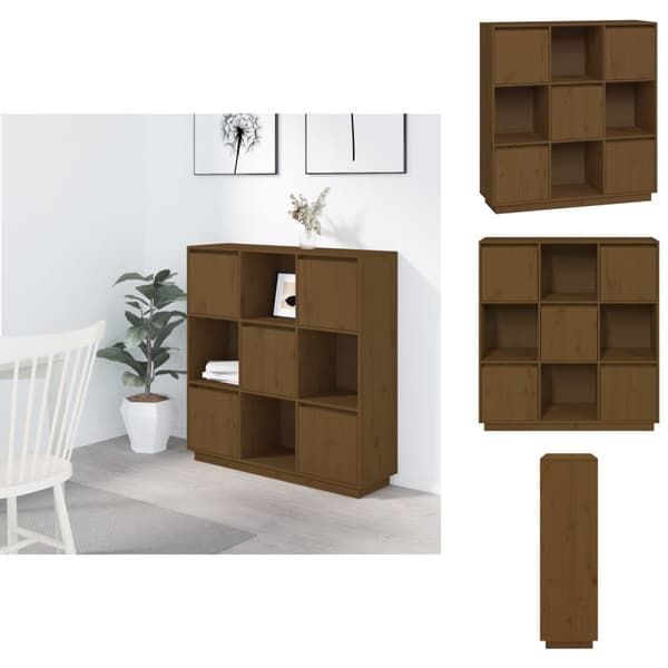Skænke - Living højskab 110,5x35x117 cm massivt fyrretræ gyldenbrun