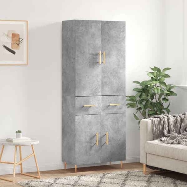 Skänkar & serveringsbord - Living Högskåp betonggrå 69,5x34x180 cm konstruerat trä