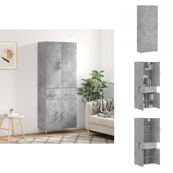 Skänkar & serveringsbord - Living Högskåp betonggrå 69,5x34x180 cm konstruerat trä