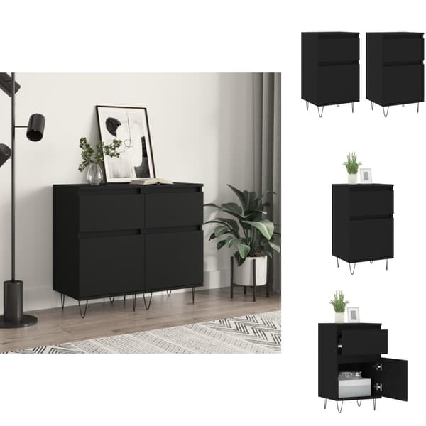 Tarjoilupöydät & senkit - Living Senkit 2 kpl musta 40x35x70 cm tekninen puu