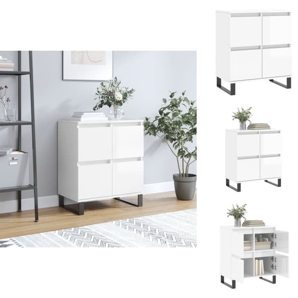 Skänkar & serveringsbord - Living Byrå vit högglans 60x35x70 cm konstruerat trä