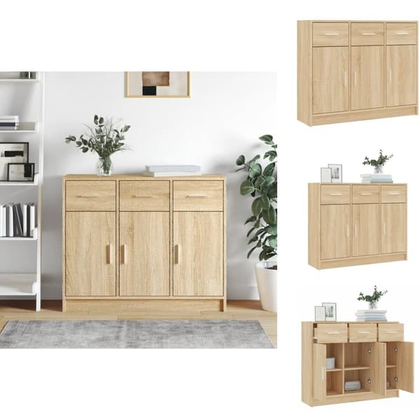 Skænke - Living skænk 91x28x75 cm konstrueret træ sonoma-eg
