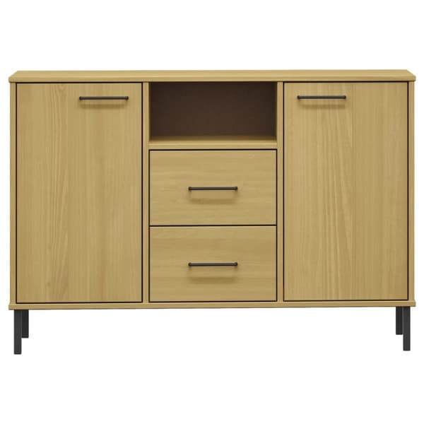 Skænke - Living skænk med metalben OSLO 113x40x77 cm massivt træ brun