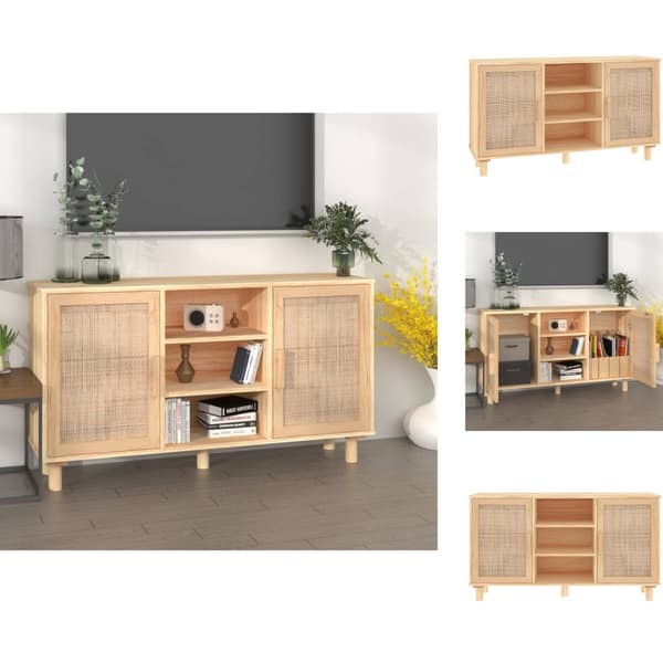 Tarjoilupöydät & senkit - Living Senkki ruskea 105x30x60 cm täysi mänty ja luonnonrottinki