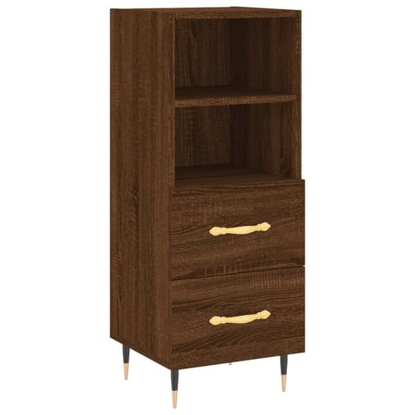 Skänkar & serveringsbord - Living Högskåp brun ek 34,5x34x180 cm konstruerat trä