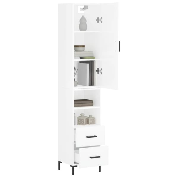 Skänkar & serveringsbord - Living Högskåp vit högglans 34,5x34x180 cm konstruerat trä