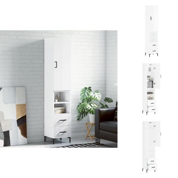 Skänkar & serveringsbord - Living Högskåp vit högglans 34,5x34x180 cm konstruerat trä