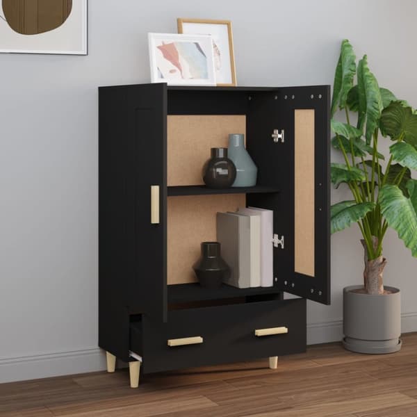 Skænke - Living skab 70x31x115 cm konstrueret træ sort