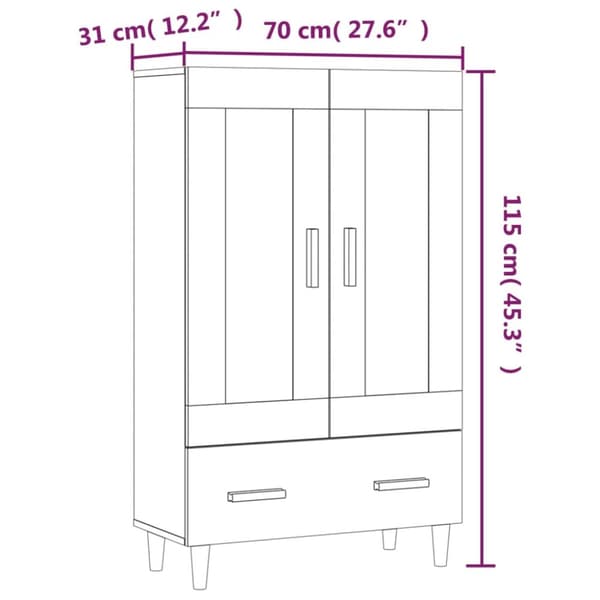 Skænke - Living skab 70x31x115 cm konstrueret træ sort