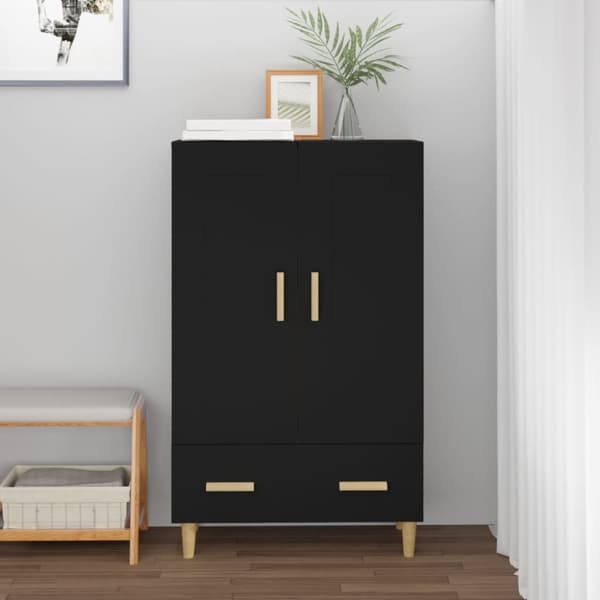 Skænke - Living skab 70x31x115 cm konstrueret træ sort
