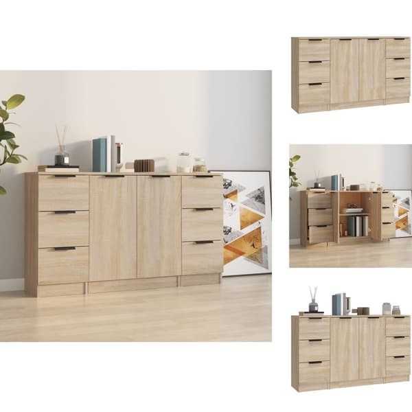 Skänkar & serveringsbord - Living Skänk 3 delar Sonoma ek konstruerat trä