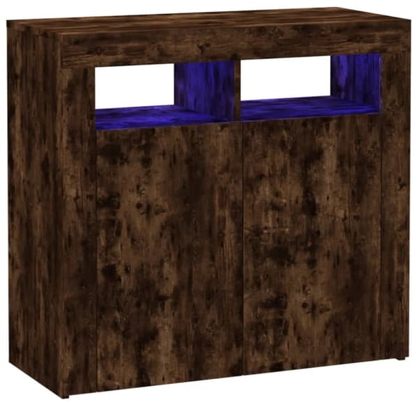 Skänkar & serveringsbord - Living Skänk med LED-belysning rökfärgad ek 80x35x75 cm