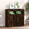Miniatyrbild 5 av 11: Skänkar & serveringsbord - Living Skänk med LED-belysning rökfärgad ek 80x35x75 cm
