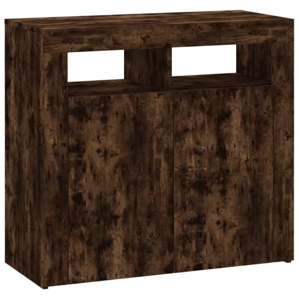 Skänkar & serveringsbord - Living Skänk med LED-belysning rökfärgad ek 80x35x75 cm
