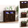 Miniatyrbild 1 av 11: Skänkar & serveringsbord - Living Skänk med LED-belysning rökfärgad ek 80x35x75 cm