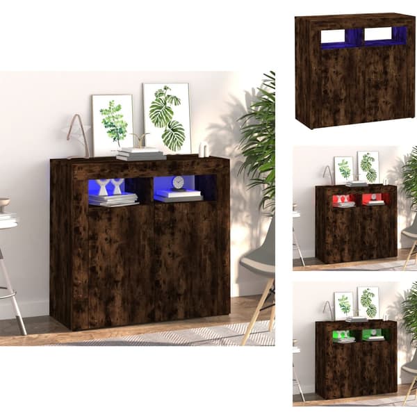 Skänkar & serveringsbord - Living Skänk med LED-belysning rökfärgad ek 80x35x75 cm