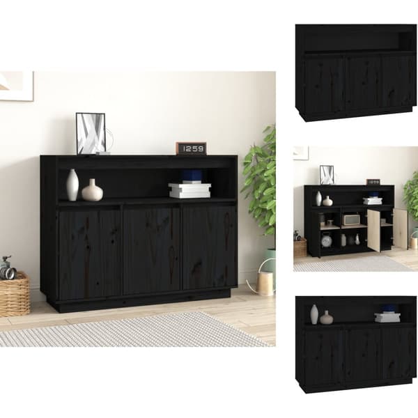 Skænke - Living skænk 104,5x34x80 cm massivt fyrretræ sort
