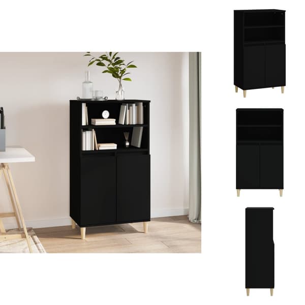 Skänkar & serveringsbord - Living Högskåp svart 60x36x110 cm konstruerat trä
