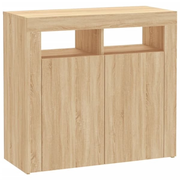 Skänkar & serveringsbord - Living Skänk med LED-belysning sonoma-ek 80x35x75 cm
