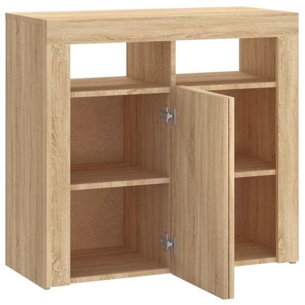 Skänkar & serveringsbord - Living Skänk med LED-belysning sonoma-ek 80x35x75 cm