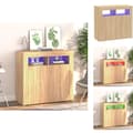 Miniatyrbild 1 av 11: Skänkar & serveringsbord - Living Skänk med LED-belysning sonoma-ek 80x35x75 cm