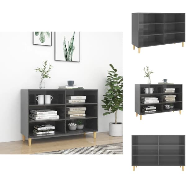 Tarjoilupöydät & senkit - Living Senkki korkeakiilto harmaa 103,5x35x70 cm tekninen puu