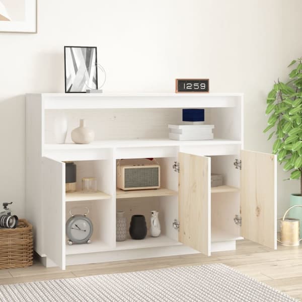 Skænke - Living skænk 104,5x34x80 cm massivt fyrretræ hvid