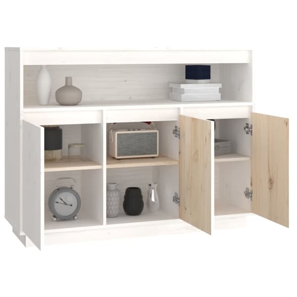 Skænke - Living skænk 104,5x34x80 cm massivt fyrretræ hvid