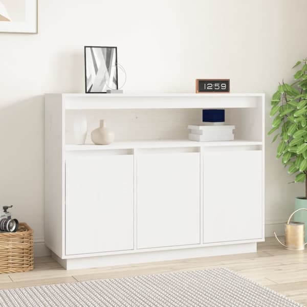 Skænke - Living skænk 104,5x34x80 cm massivt fyrretræ hvid
