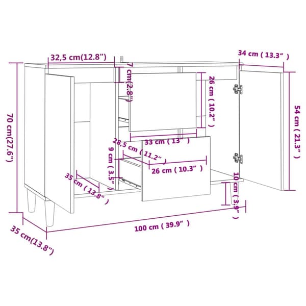 Skänkar & serveringsbord - Living Skänk svart 103,5x35x70 cm spånskiva
