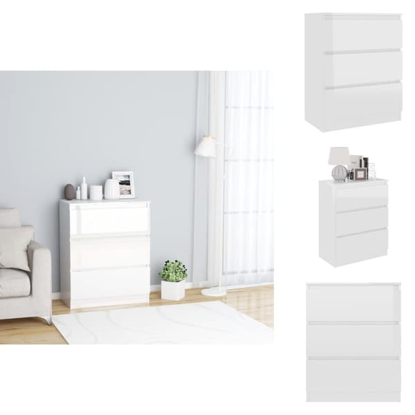Skænke - Living skænk 60x35x76 cm konstrueret træ hvid højglans