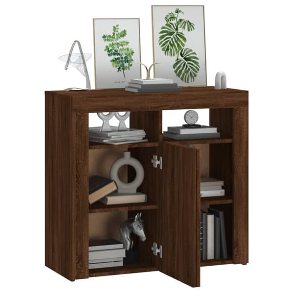 Skænke - Living skænk med LED-lys 80x35x75 cm brun eg